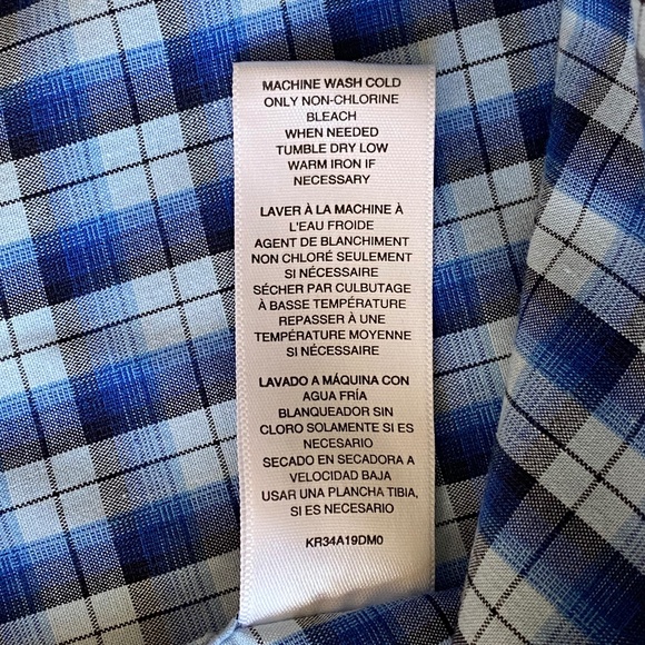 Michael Kors long sleeve shirt roll tab 2 pocket button up blue plaid XL - Picture 16 of 16